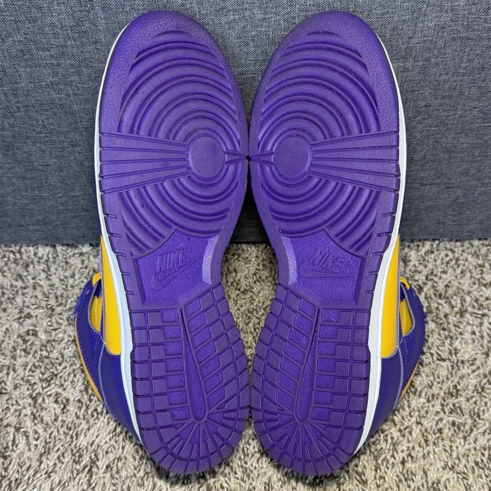 Nike Dunk High Lakers Men's Size 10 Purple Gold Shoes Sneakers LSU DD1399-500